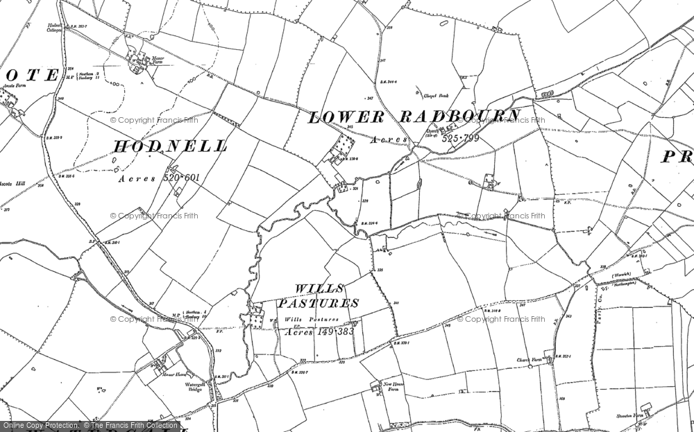 Old Map of Wills Pastures, 1885 - 1904 in 1885