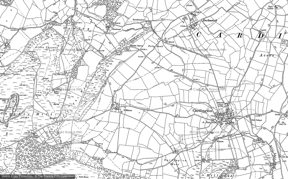 Old Map of Historic Map covering Willstone Hill in 1882
