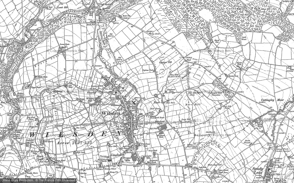 Old Map of Historic Map covering Bents Head in 1891