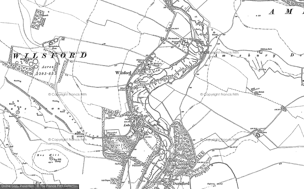 Old Map of Historic Map covering Amesbury Down in 1889
