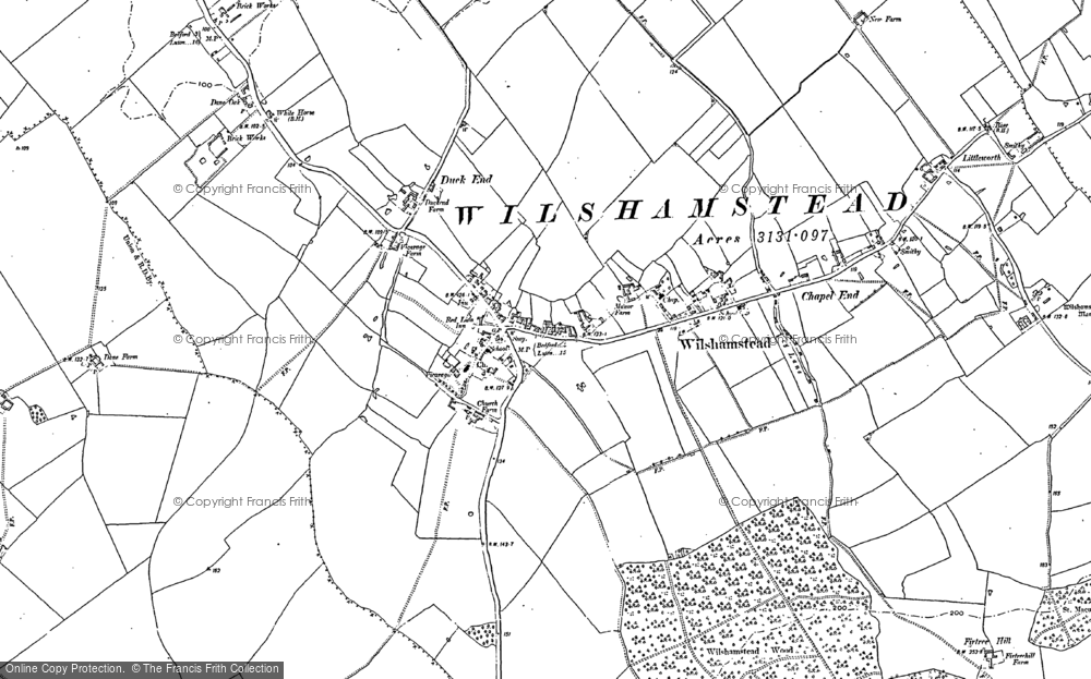 Old Map of Wilstead, 1882 in 1882