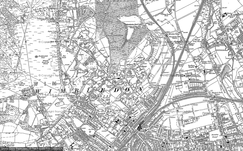 Old Map of Historic Map covering South Wimbledon in 1894