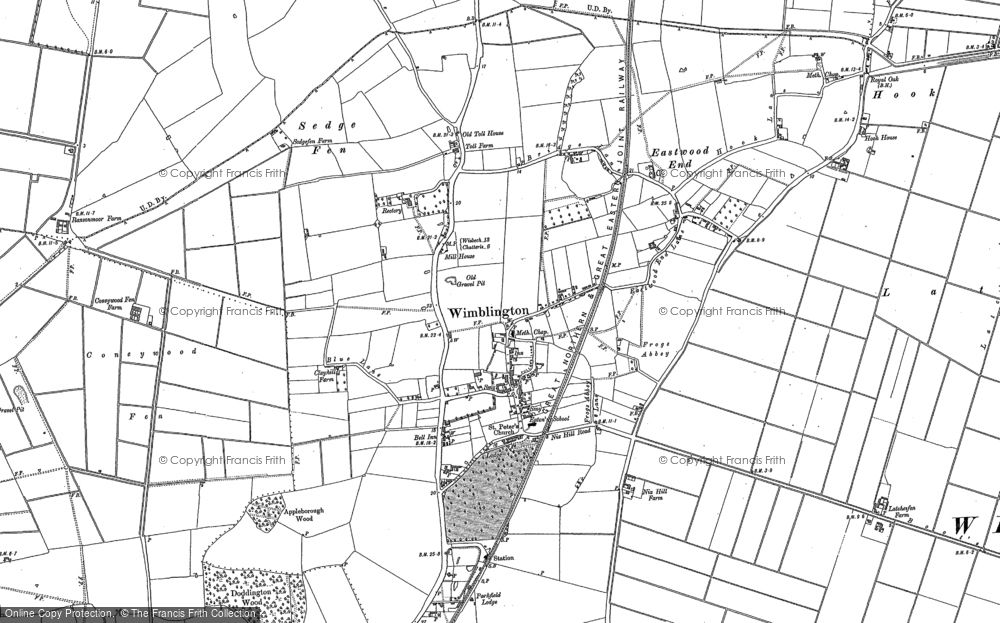 Old Map of Historic Map covering Eastwood End in 1886