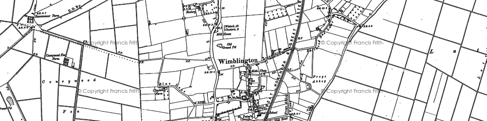 Old map of Block Fen Stables in 1886