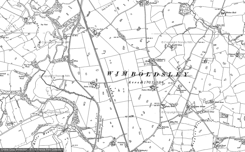 Old Map of Historic Map covering Wimboldsley Hall in 1897