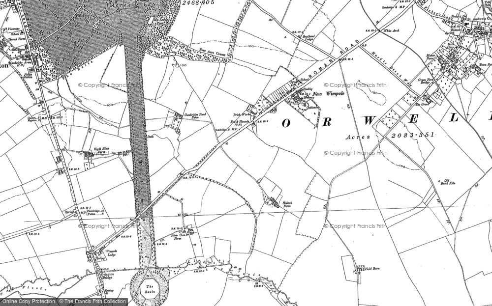 Old Map of Wimpole, 1886 in 1886