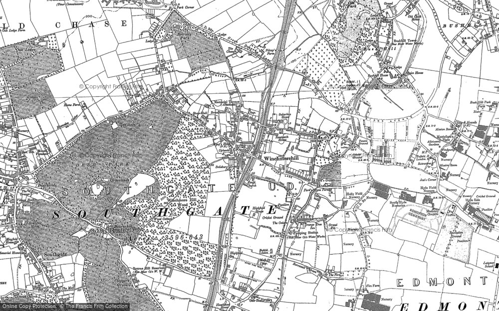 Old Map of Winchmore Hill, 1895 - 1914 in 1895