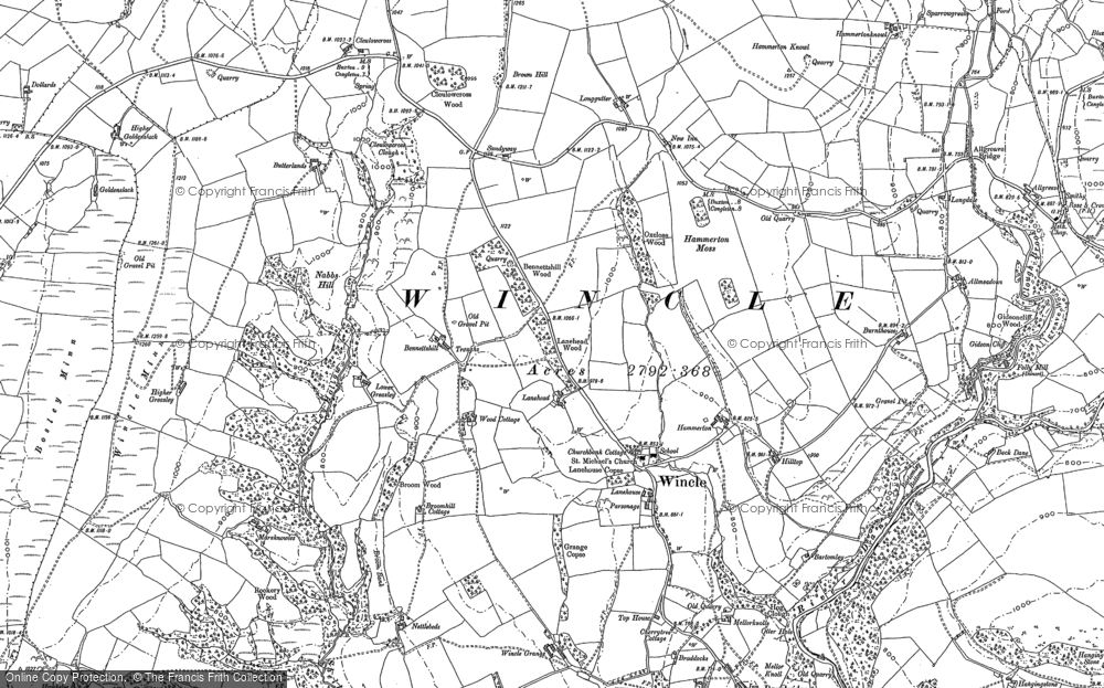 Old Map of Historic Map covering Danebridge in 1907