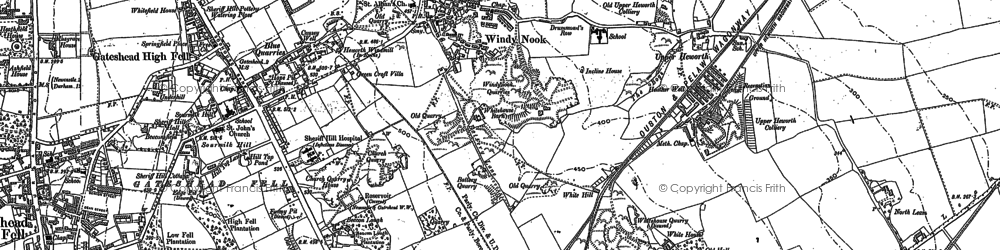 Old map of Windy Nook in 1895