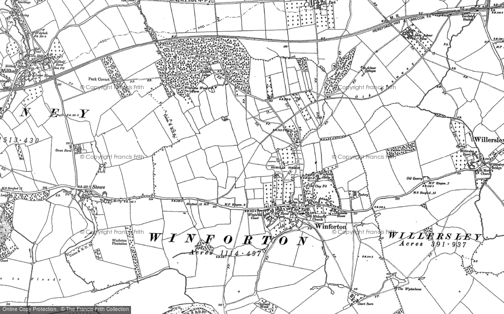 Old Map of Historic Map covering Pentre Coed in 1886