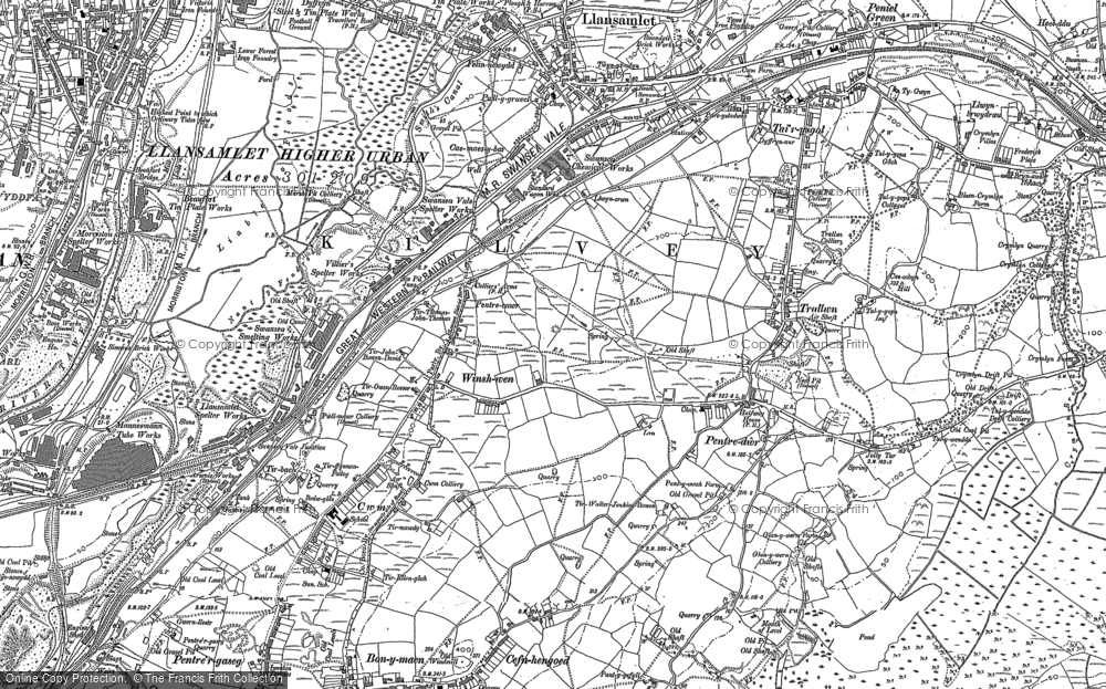 Old Map of Historic Map covering Bon-y-maen in 1897