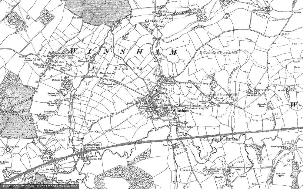 Old Map of Historic Map covering Maudlin Cross in 1901