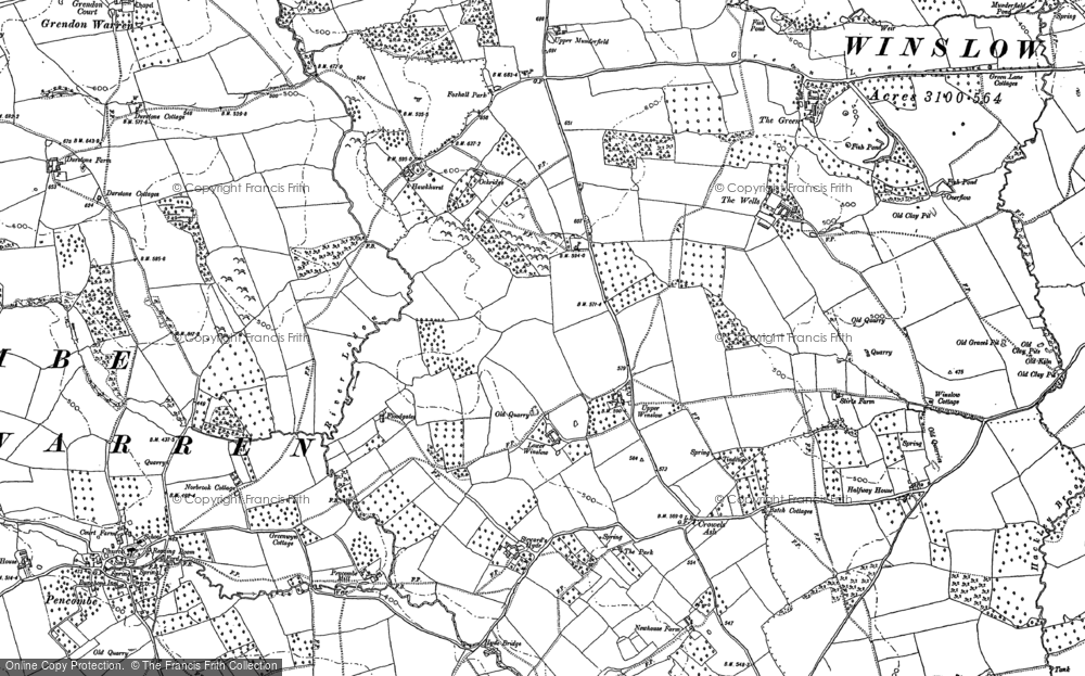 Old Map of Historic Map covering Keep Hill in 1885