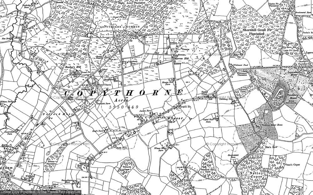Old Map of Historic Map covering Bartley Grange in 1895