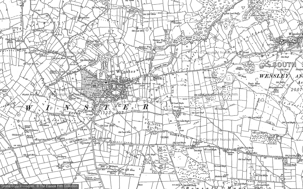 Old Map of Historic Map covering Bonsall Moor in 1878