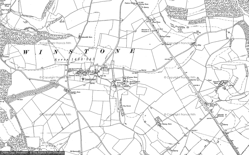 Old Map of Winstone, 1882 in 1882