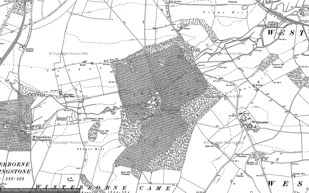 Old Map of Winterborne Came, 1886 in 1886
