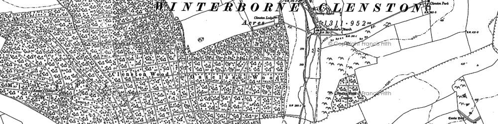 Old map of Winterborne Clenston in 1887