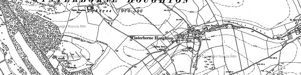 Old map of Winterborne Houghton in 1887