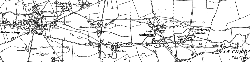 Old map of Winterborne Muston in 1887