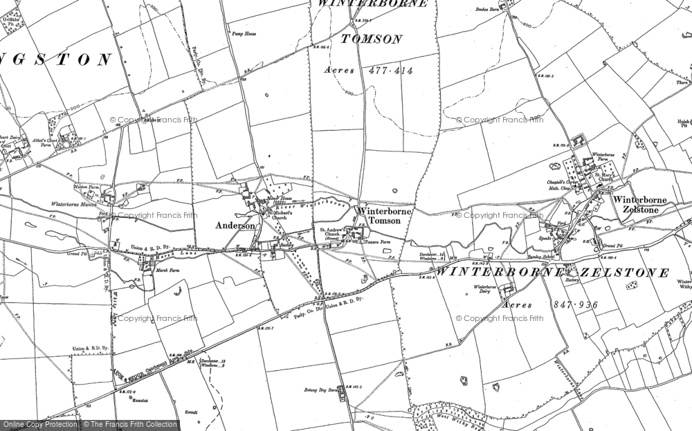 Old Map of Winterborne Tomson, 1887 in 1887
