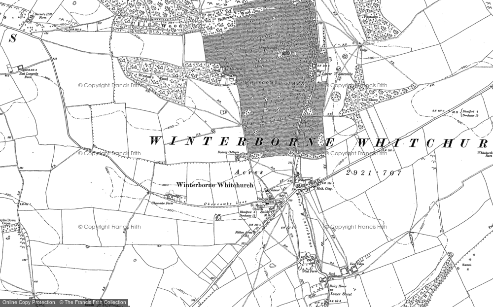 Old Map of Winterborne Whitechurch, 1887 in 1887