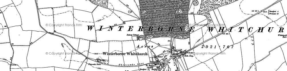 Old map of Winterborne Whitechurch in 1887