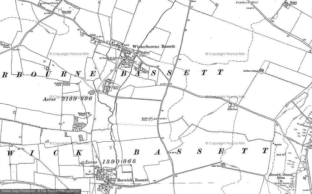 Old Map of Winterbourne Bassett, 1899 in 1899