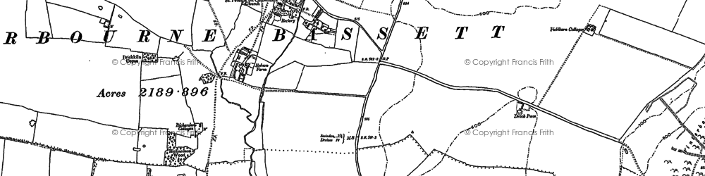 Old map of Winterbourne Bassett in 1899