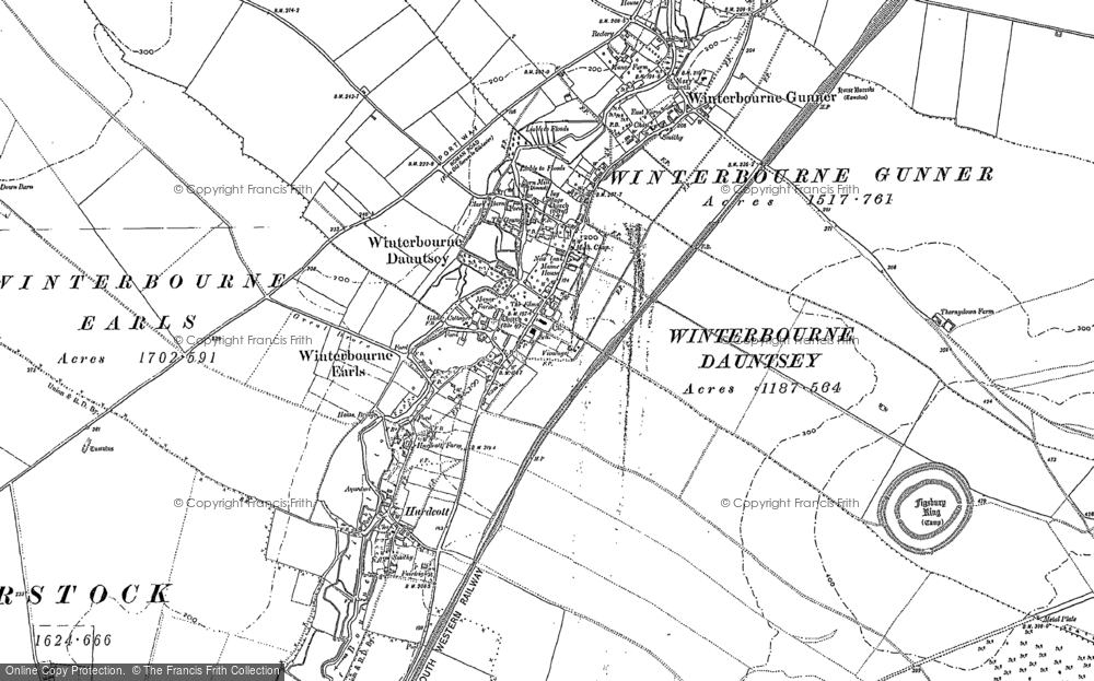 Old Map of Winterbourne Dauntsey, 1899 - 1923 in 1899
