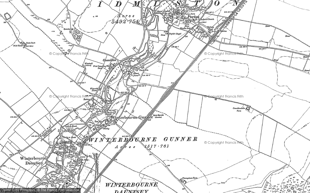 Old Map of Winterbourne Gunner, 1899 - 1923 in 1899