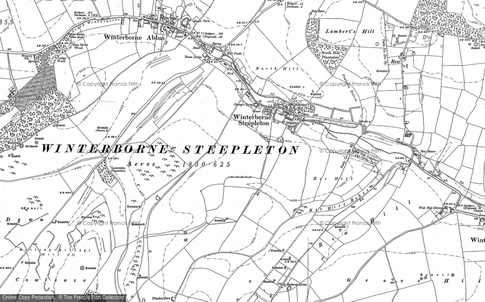 Old Map of Winterbourne Steepleton, 1886 - 1901 in 1886