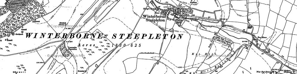 Old map of Winterbourne Steepleton in 1886