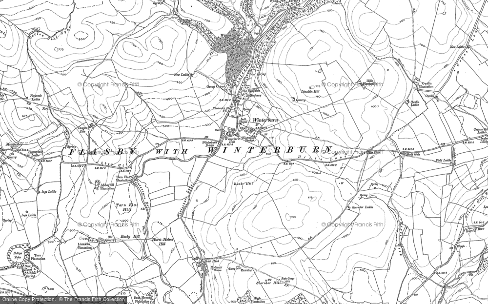 Old Map of Historic Map covering Winterburn Beck in 1907