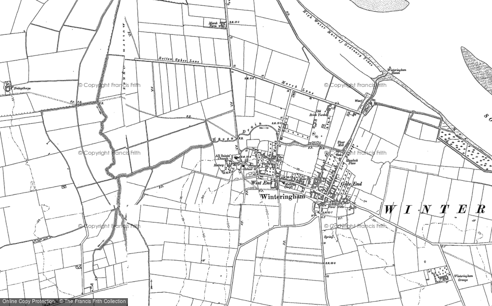Old Map of Historic Map covering Winteringham Grange in 1885