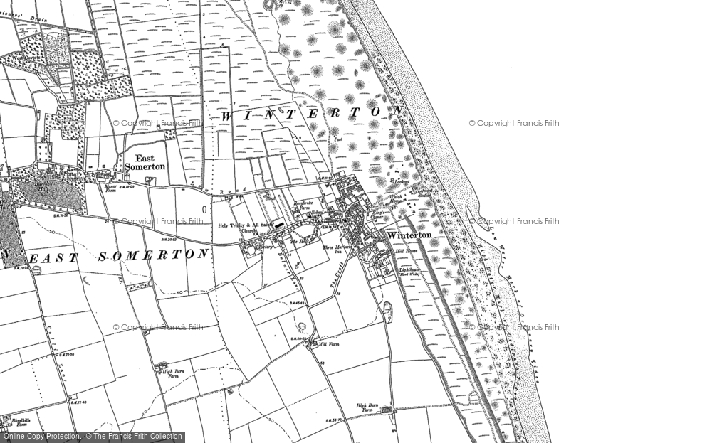 Old Map of Historic Map covering Winterton Dunes (Nature Reserve) in 1884