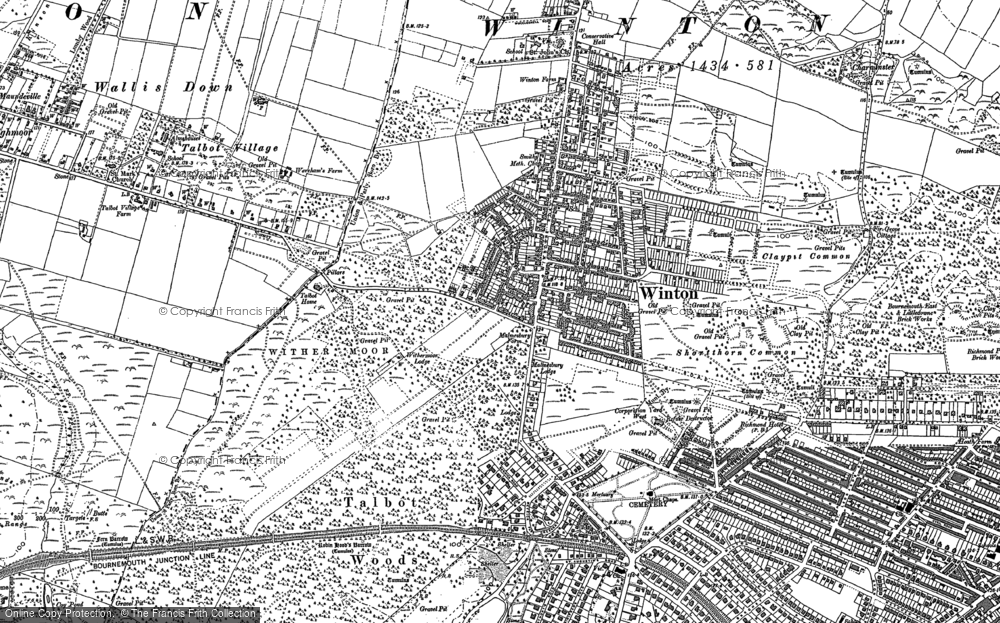 Old Map of Historic Map covering Meyrick Park in 1907