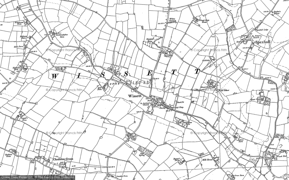 Old Map of Historic Map covering Wissett Lodge in 1883