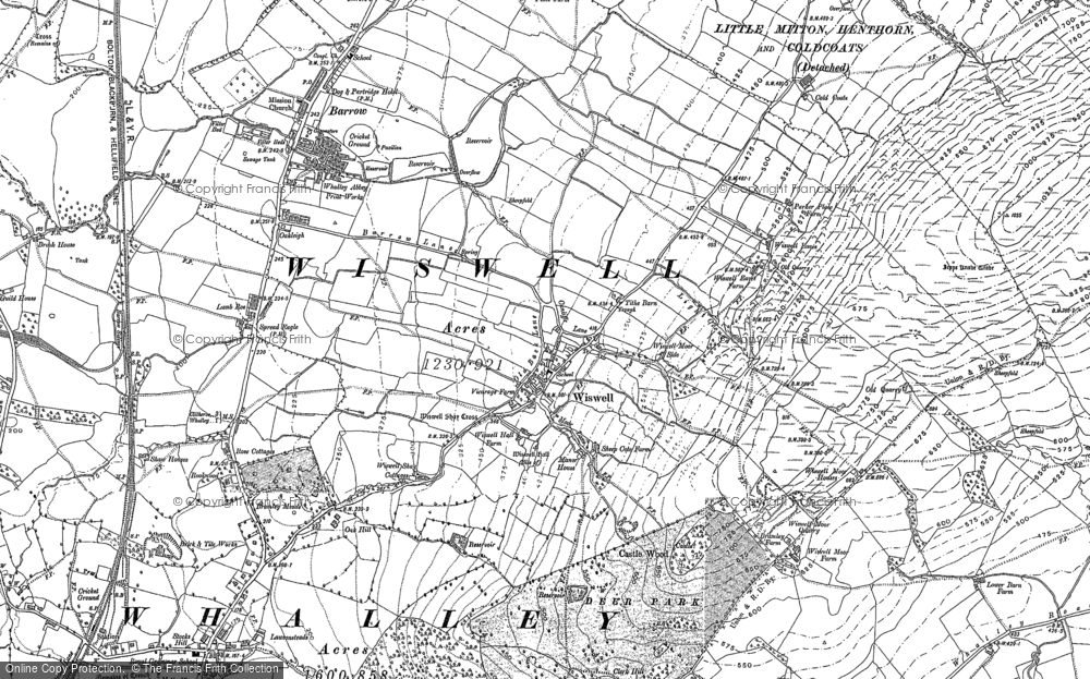 Old Map of Wiswell, 1892 in 1892