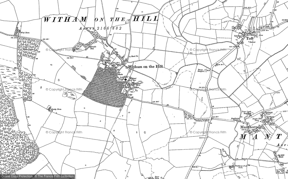 Old Map of Witham on the Hill, 1886 - 1887 in 1886