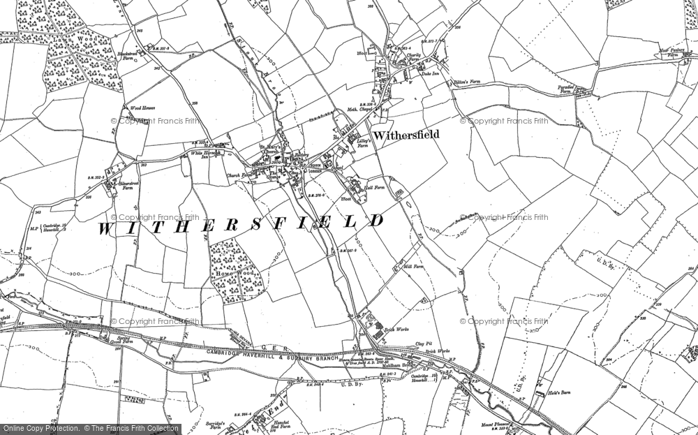 Old Map of Withersfield, 1901 - 1902 in 1901
