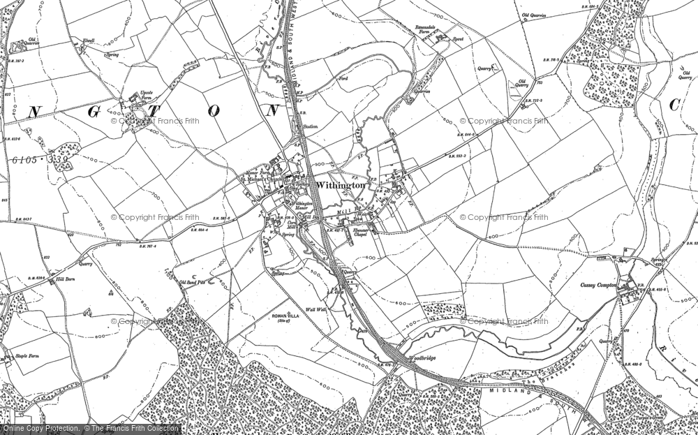 Old Map of Historic Map covering Woodbridge in 1883