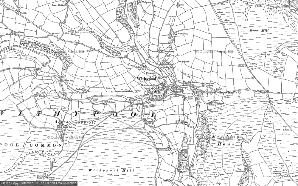 Old Map of Historic Map covering Withypool Common in 1887