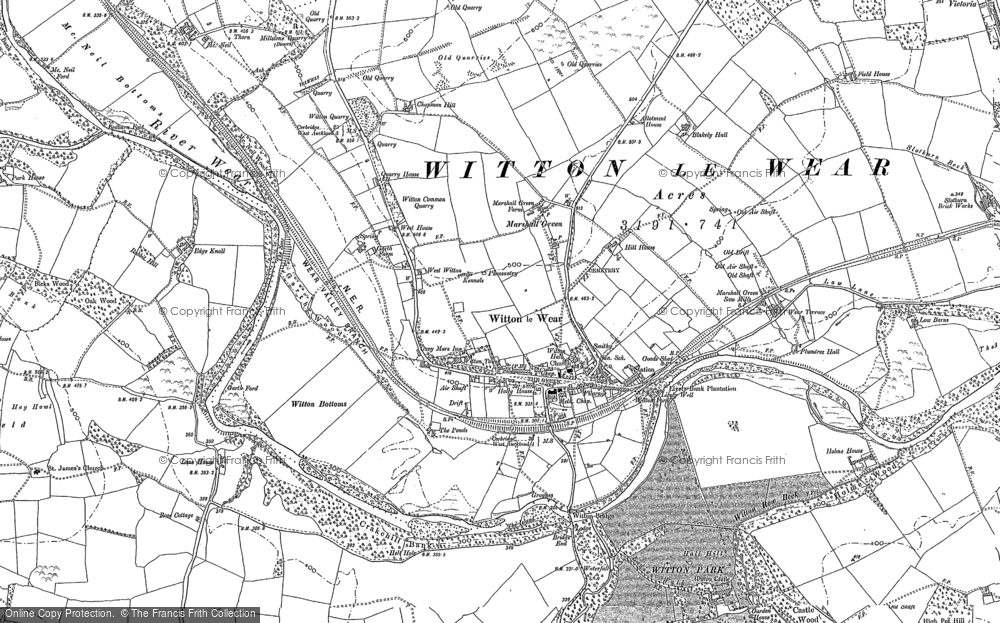 Old Map of Historic Map covering Witton Castle in 1896