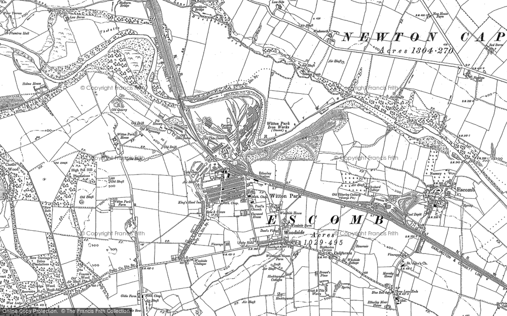 Old Map of Historic Map covering Durham in 1896