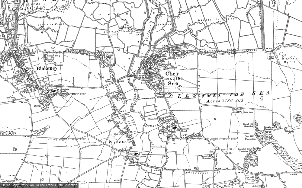 Old Map of Historic Map covering Newgate in 1886