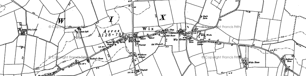 Old map of Wix Abbey in 1896