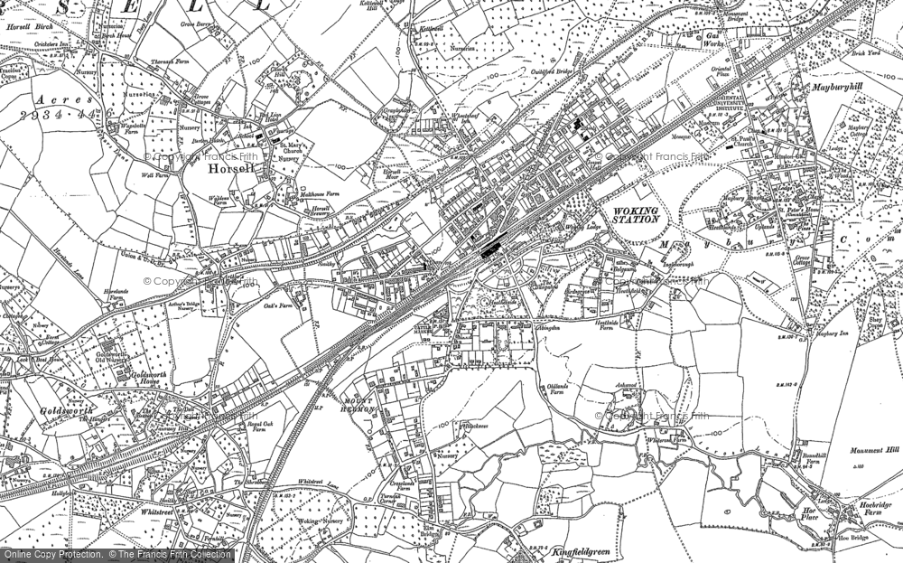 Old Map of Historic Map covering Maybury in 1895