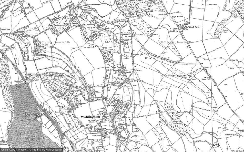 Old Map of Historic Map covering Woldingham Garden Village in 1895