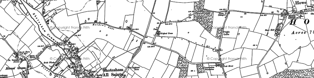 Old map of Shotesham in 1880